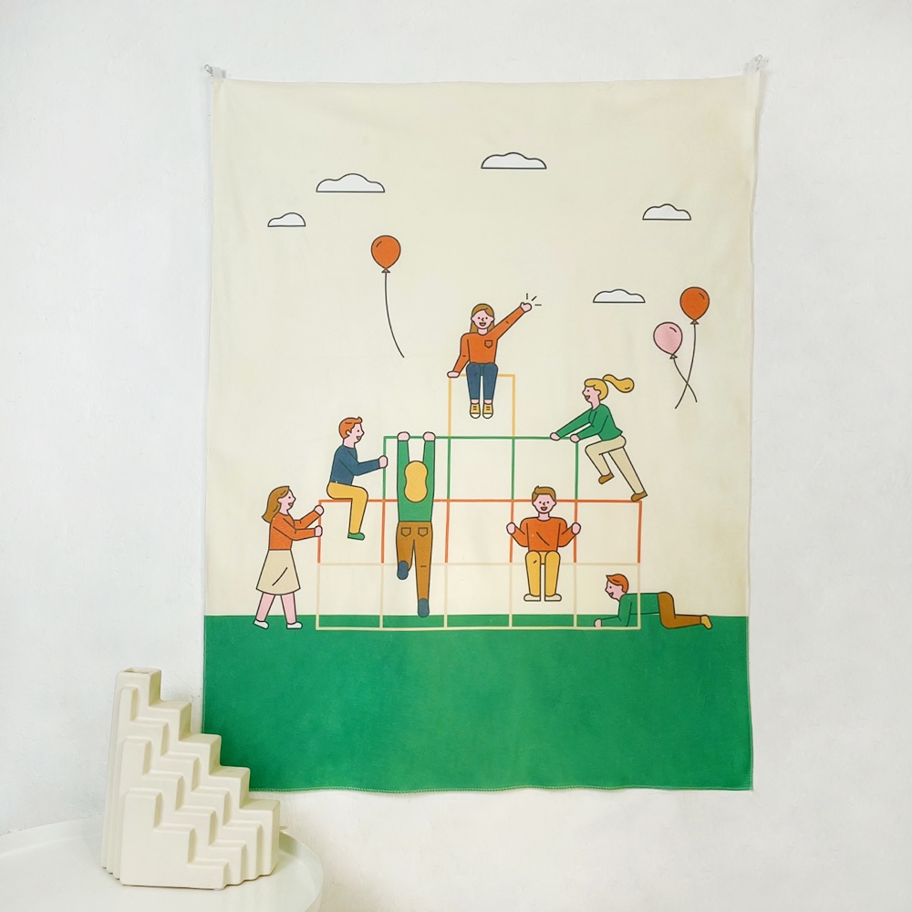 [오늘출발][신상품]오늘의오브제 PLAYGROUND 패브릭 포스터 3size 놀이터 정글짐 일러스트 가림막 커튼 가리개