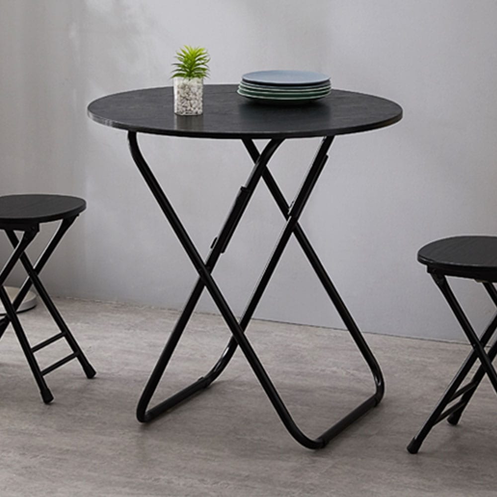 가구느낌 나인 테이블 접이식 800원형 원룸 철제 폴딩 식탁 2color 