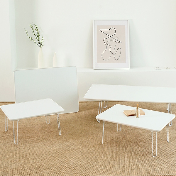 [신상품]리빙코디 데일리 스퀘어 접이식 테이블 화이트 밥상 3size 공부상 국내생산