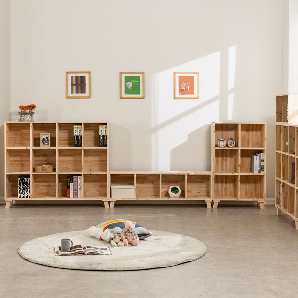 [오늘출발] [신상품] 리자인가구 편백 공간박스 거실 틈새 미니 낮은 가로 세로 원목 1단 1칸