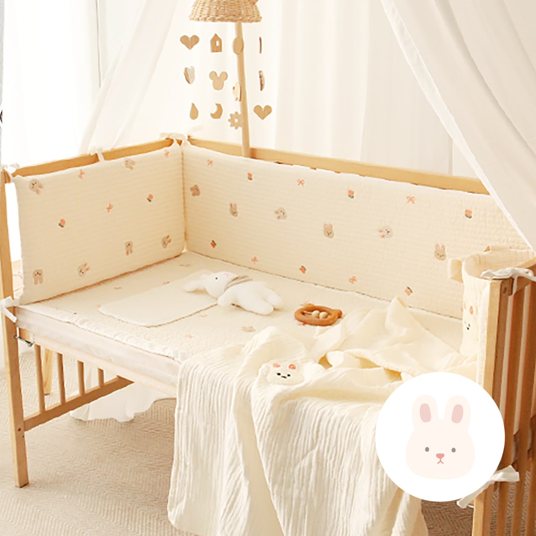 [오늘출발] [신상품] 헬로미니미 토끼자수 범퍼침대가드 신생아 범퍼 맞춤쿠션 (이케아, 벨라, 쁘띠라뺑,보니,도모)