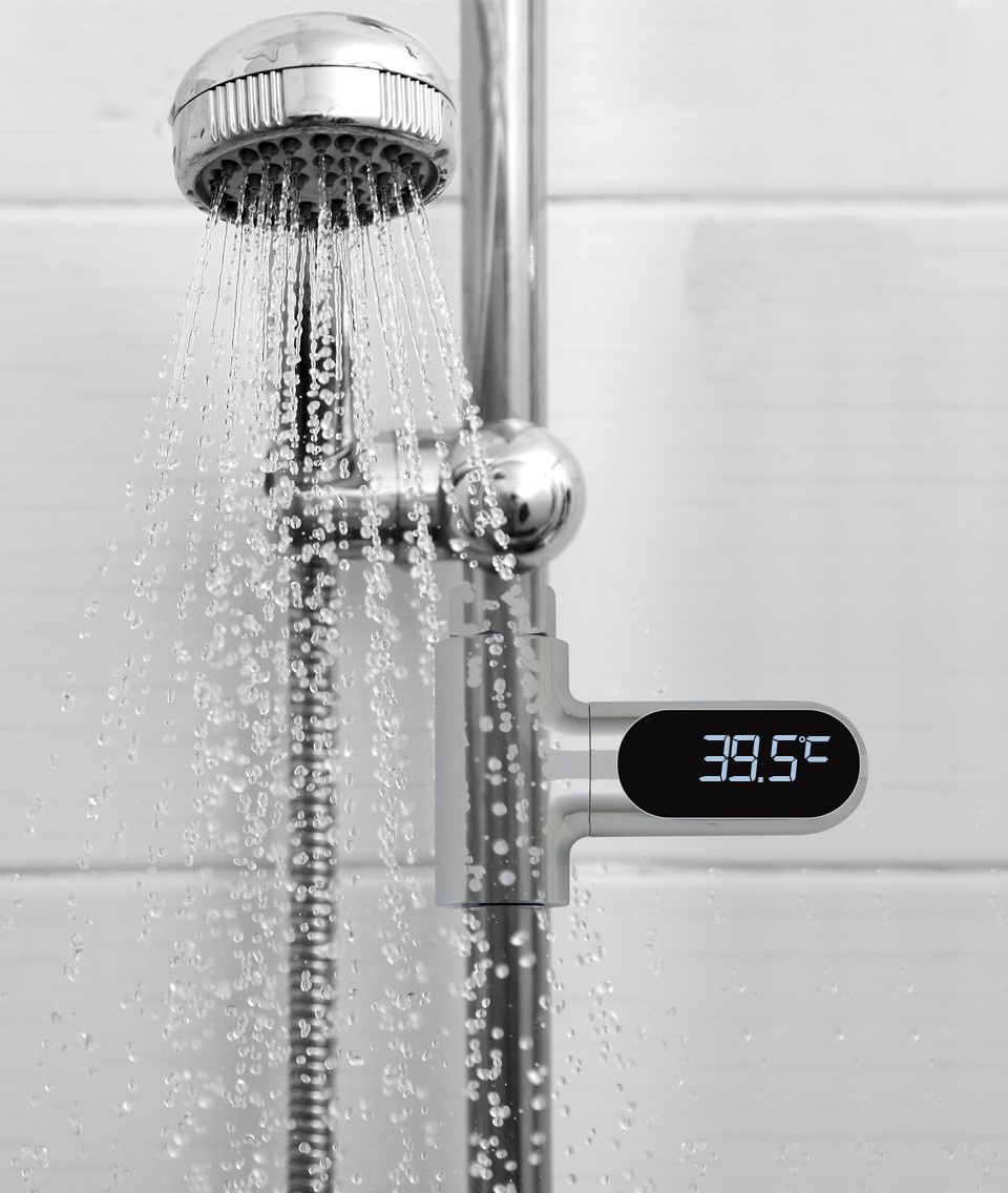 LED디지털물온도계 LED 샤워온도계 자가발전 유아 반려동물목욕수온계 디지털센서