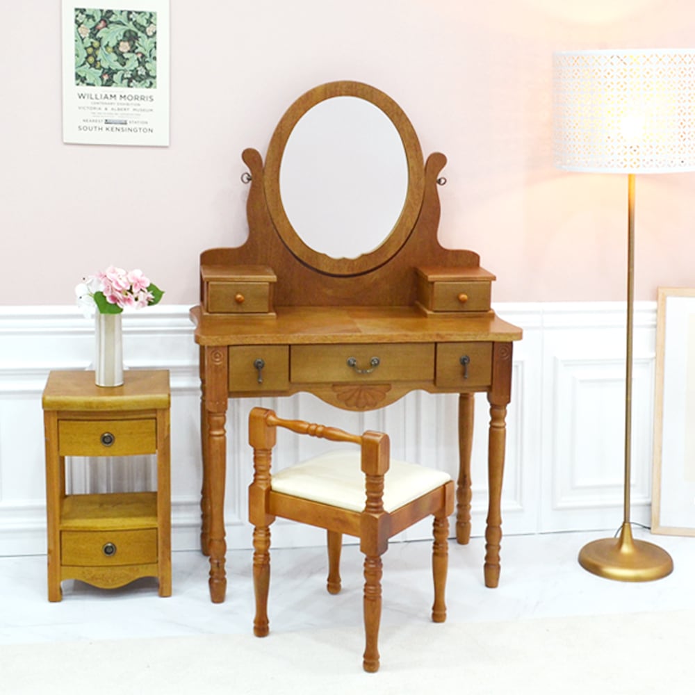 [신상품] 미세몽 사비아 화장대서랍장 엔틱 원목 수납 입식 콘솔 수납장 화장대 세트
