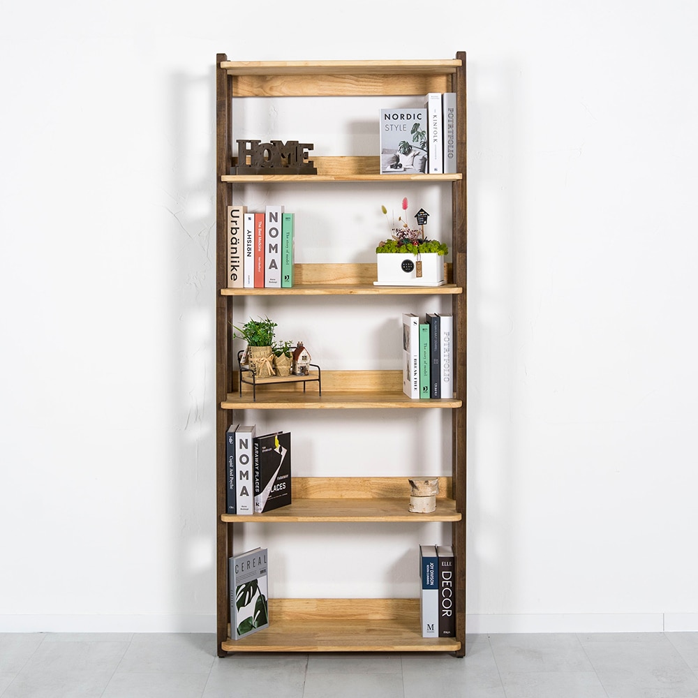 알렌토 가구 하니 고무나무 서재 책장 5단 거실 책장 만화 원목 책꽂이 800