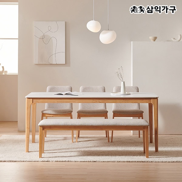 삼익가구 어썸 통세라믹 6인용 원목 테이블 (의자/벤치 선택) 