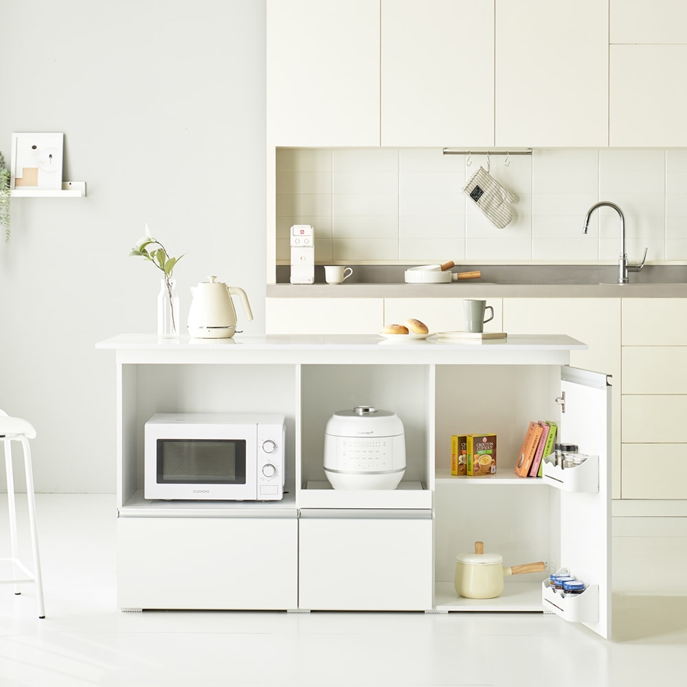 가온퍼니처 세리아 1500 도어 홈바테이블 아일랜드 식탁 렌지대 수납장 조리대 