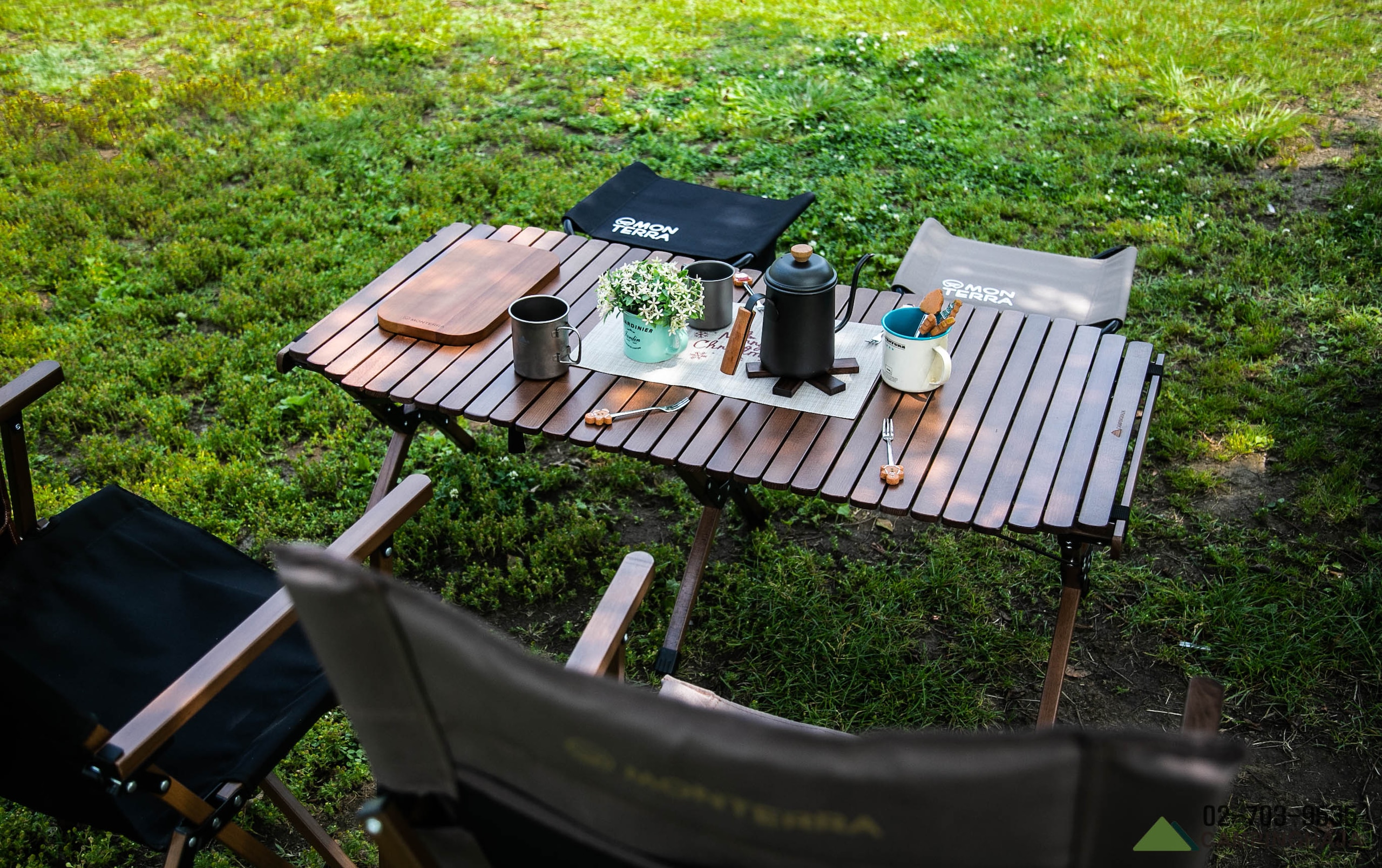 캠핑하자 감성 느티나무 캠핑 우드 롤 테이블 (2size)