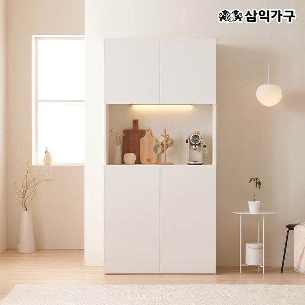 삼익가구 마일 홈까페 1000 키큰 주방 LED조명 수납장 