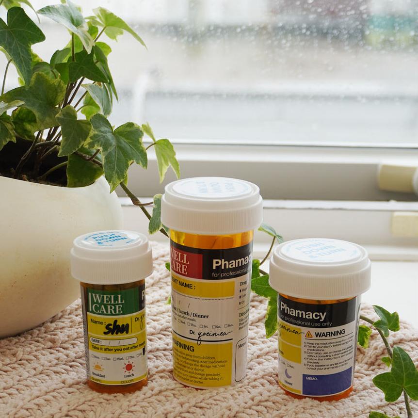 [신상품]러키펀치 미드 감성 휴대용 오렌지 약통 알약케이스 3size - 미국약통 미드약통 약병 영양제소분