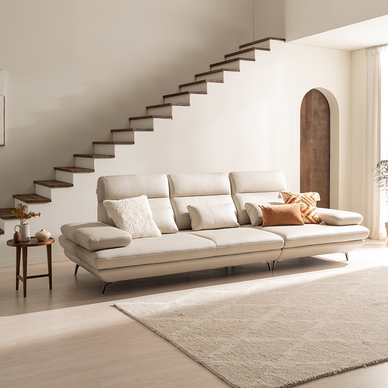 다우닝 플랫 4인 콤팩트 스윙 전체 통가죽 소파 