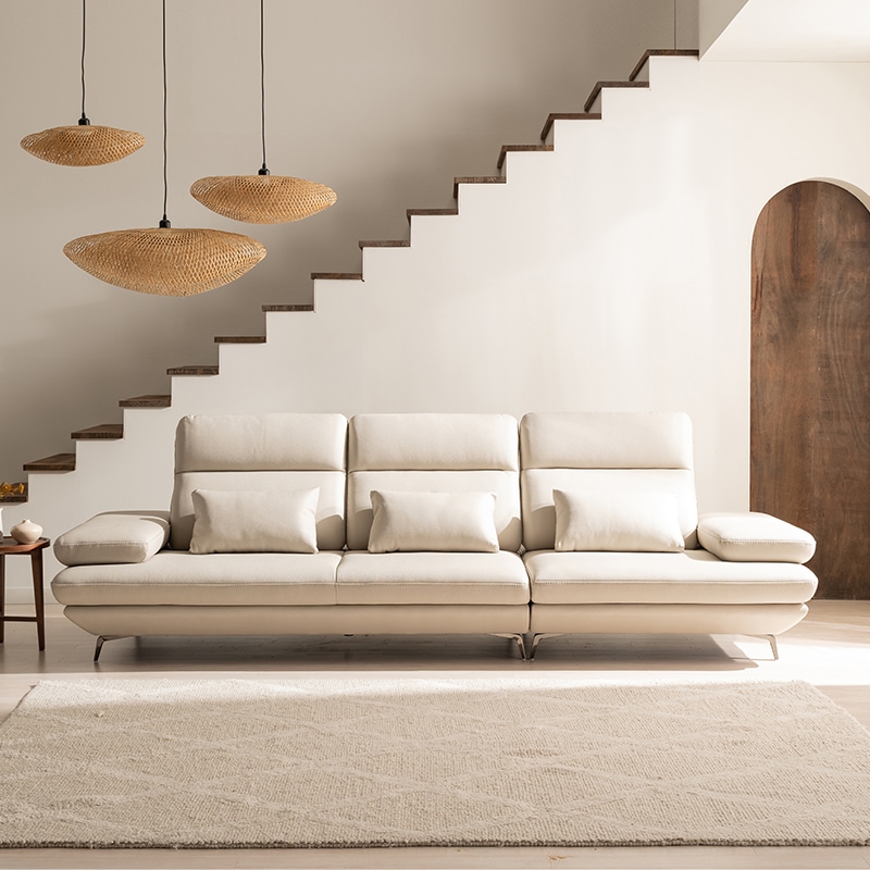 다우닝 플랫 4인 스윙 전체 통가죽 소파 