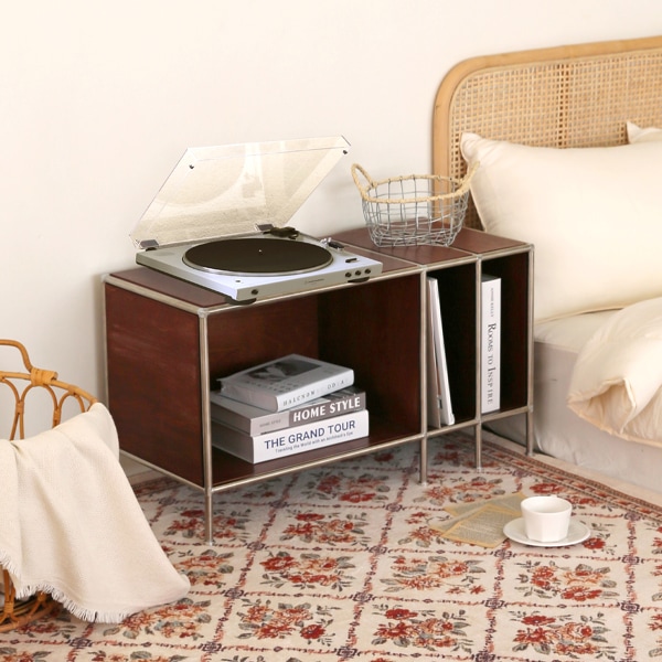 더프리그 모듈 가구 자작 나무 LP 턴테이블 가구 선반 오디오수납장 480+LP 3열 책장_월넛