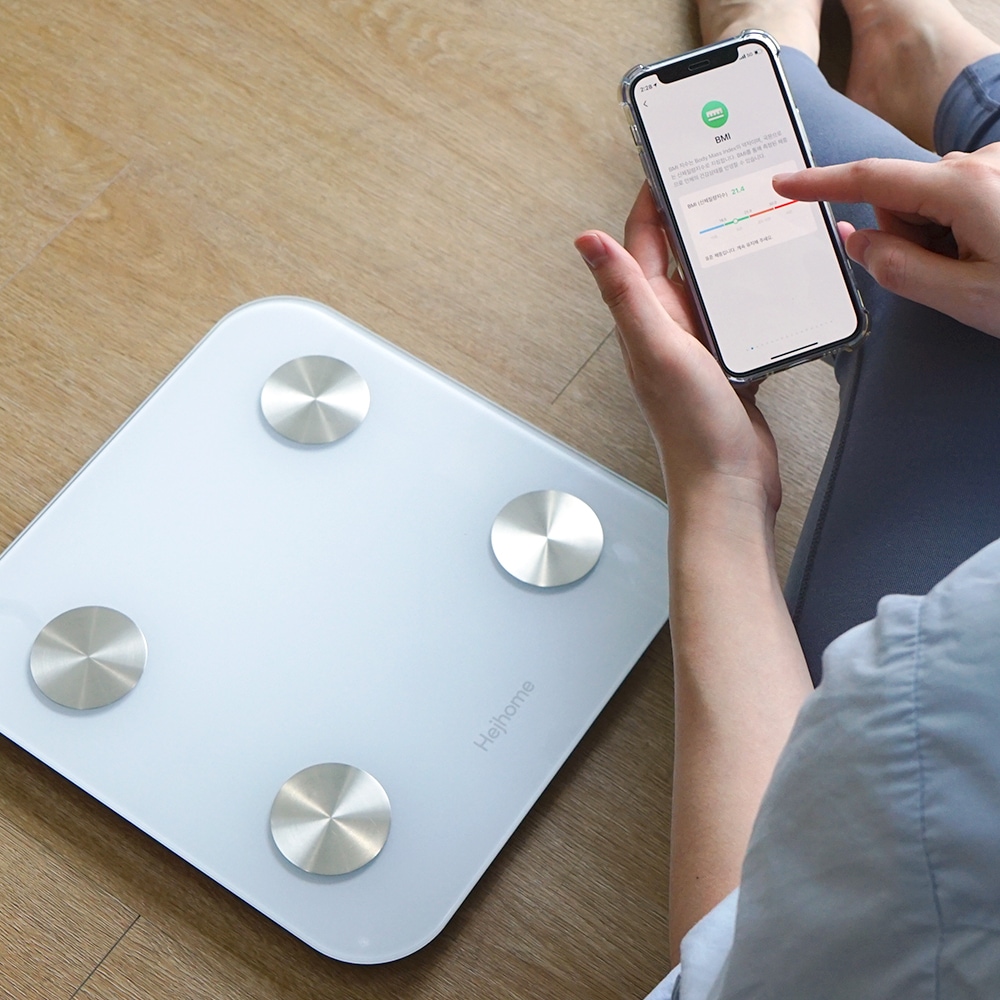 [오늘출발][신상품]헤이홈 IoT 스마트 체중계 체지방 체성분 측정 어플 데이터 기록