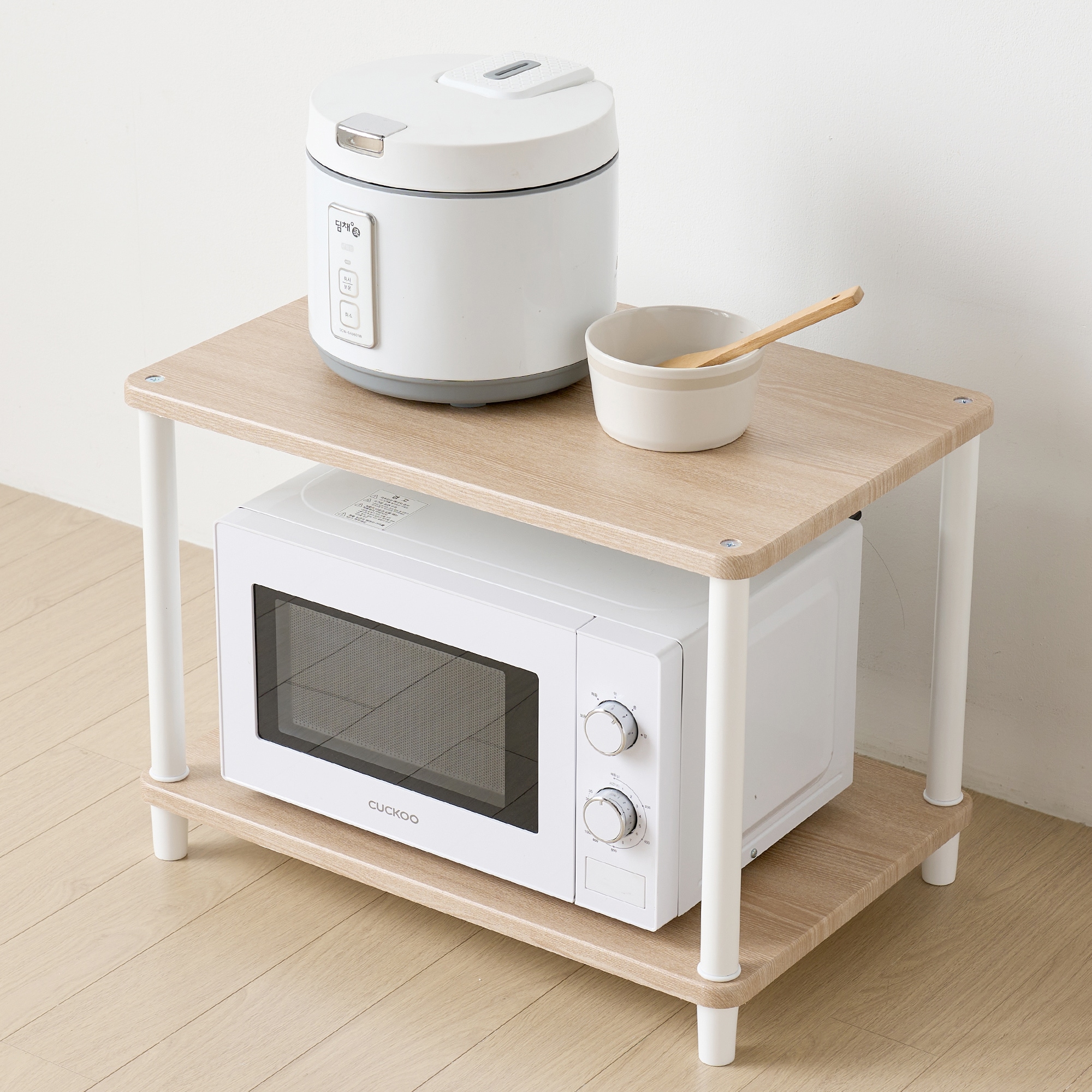 가구레시피 조립식 시그니처 진열장형 2단 전자렌지대 밥솥다이 렌지대수납장 맘마존 선반 