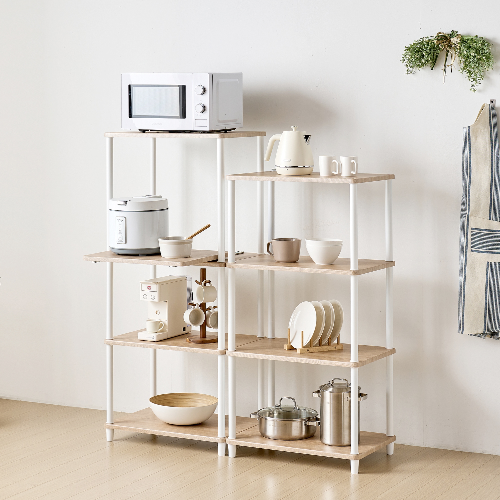 가구레시피 쿠폰행사가 조립식 시그니처 렌지대형 4단 렌지대수납장 주방선반 밥솥렌지대 밥솥다이 