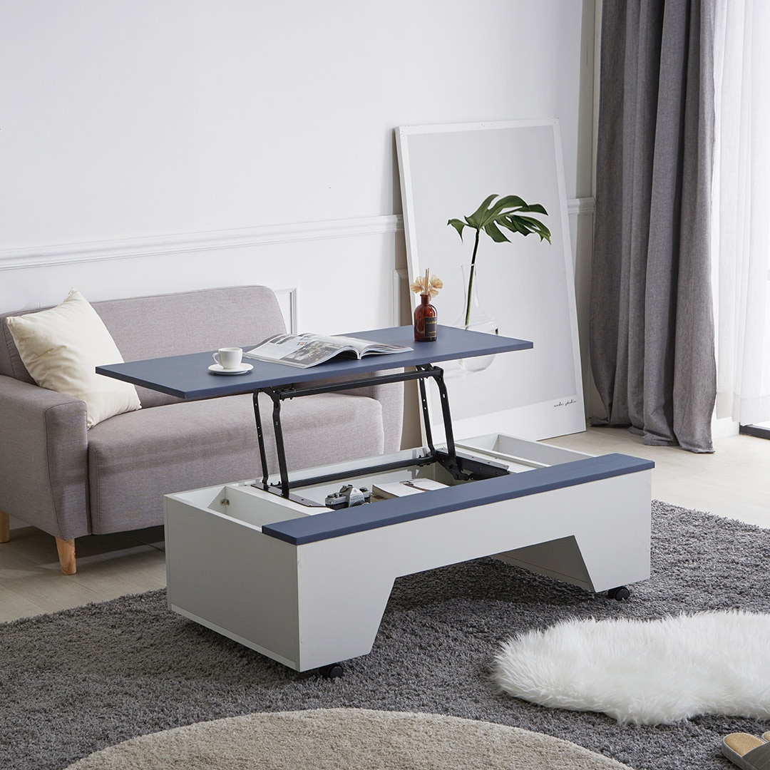 [신상품] 베르데 비엔 리프트업 거실 소파 테이블 바퀴형