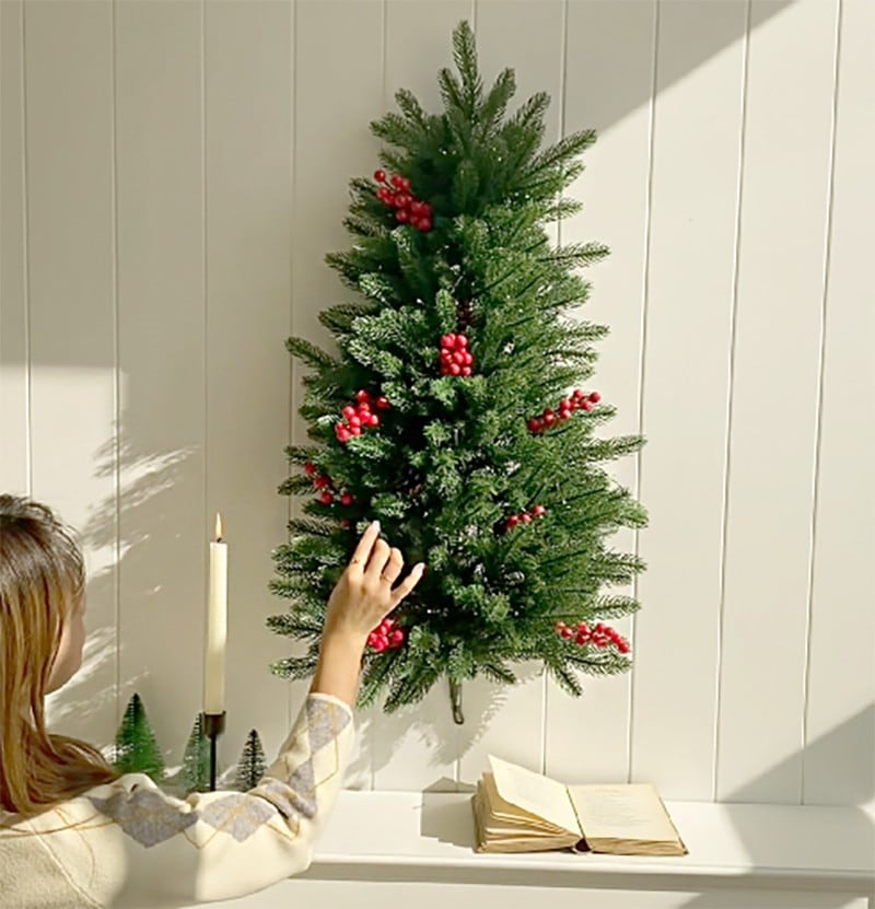 December25 크리스마스 트리 행잉 하프벽트리 오너먼트 풀세트 90cm