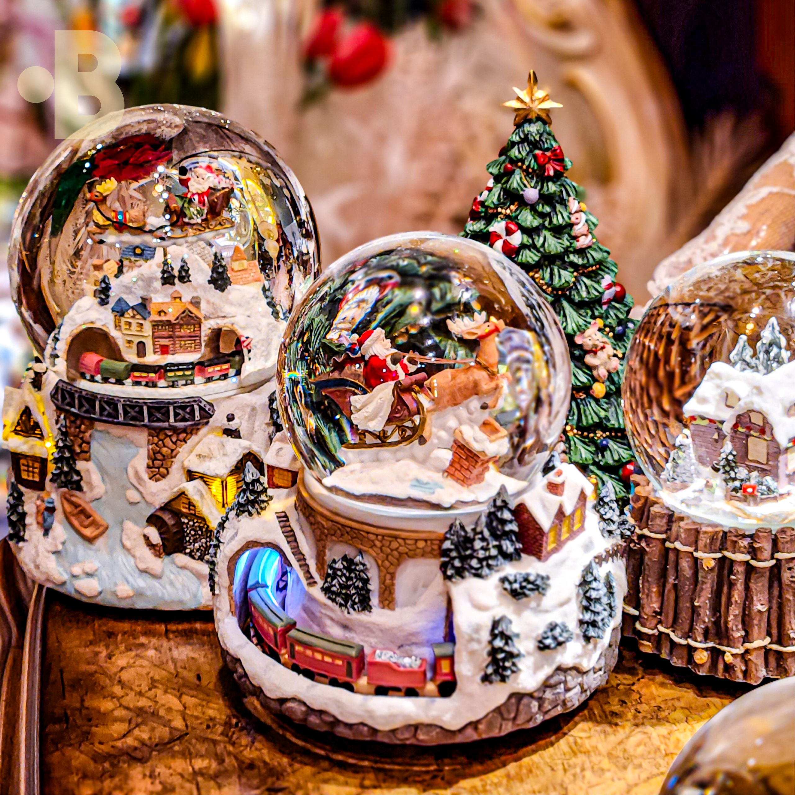 본디자인랩 크리스마스 오르골 태엽 6종 회전 마을 산타 썰매 윙윙 캐롤 무선 스노우볼 워터볼