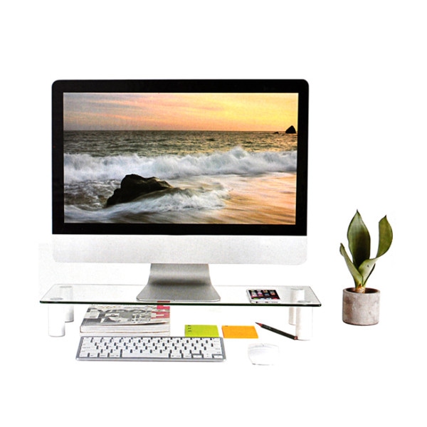 [신상품] 알파 모니터 받침대 AMB-100 강화유리 (높이조절 80~130mm)