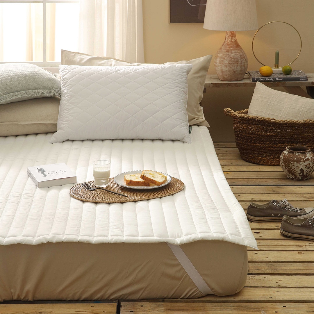 플로라침구 [최대] 내추럴 40수 순면 고정밴딩 침대패드 SS/Q/K/EK 8컬러 - 내츄럴아이보리_01.SS 패드 단품 