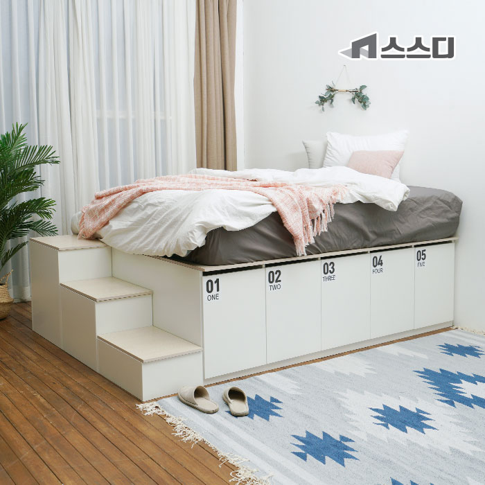 [신상품] 스스디 평상형 수납침대 SS/Q 프레임 (계단추가옵션/매트제외) - 슈퍼싱글(SS) 프레임(계단포함/매트 미포함)