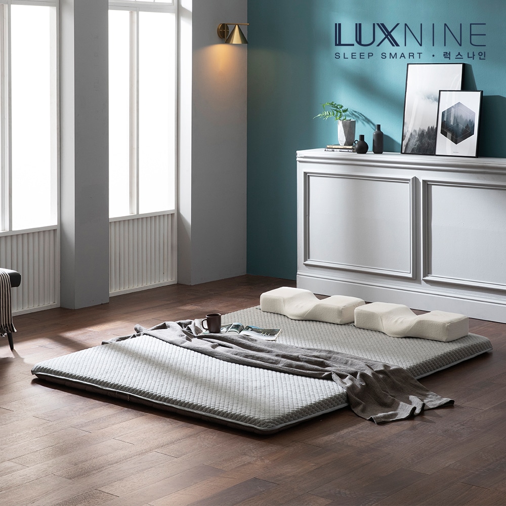럭스나인 메모리폼 토퍼 매트리스 핫앤쿨 (SS/Q/K) - 01. 그레이_01. SS (110cm x 200cm) 