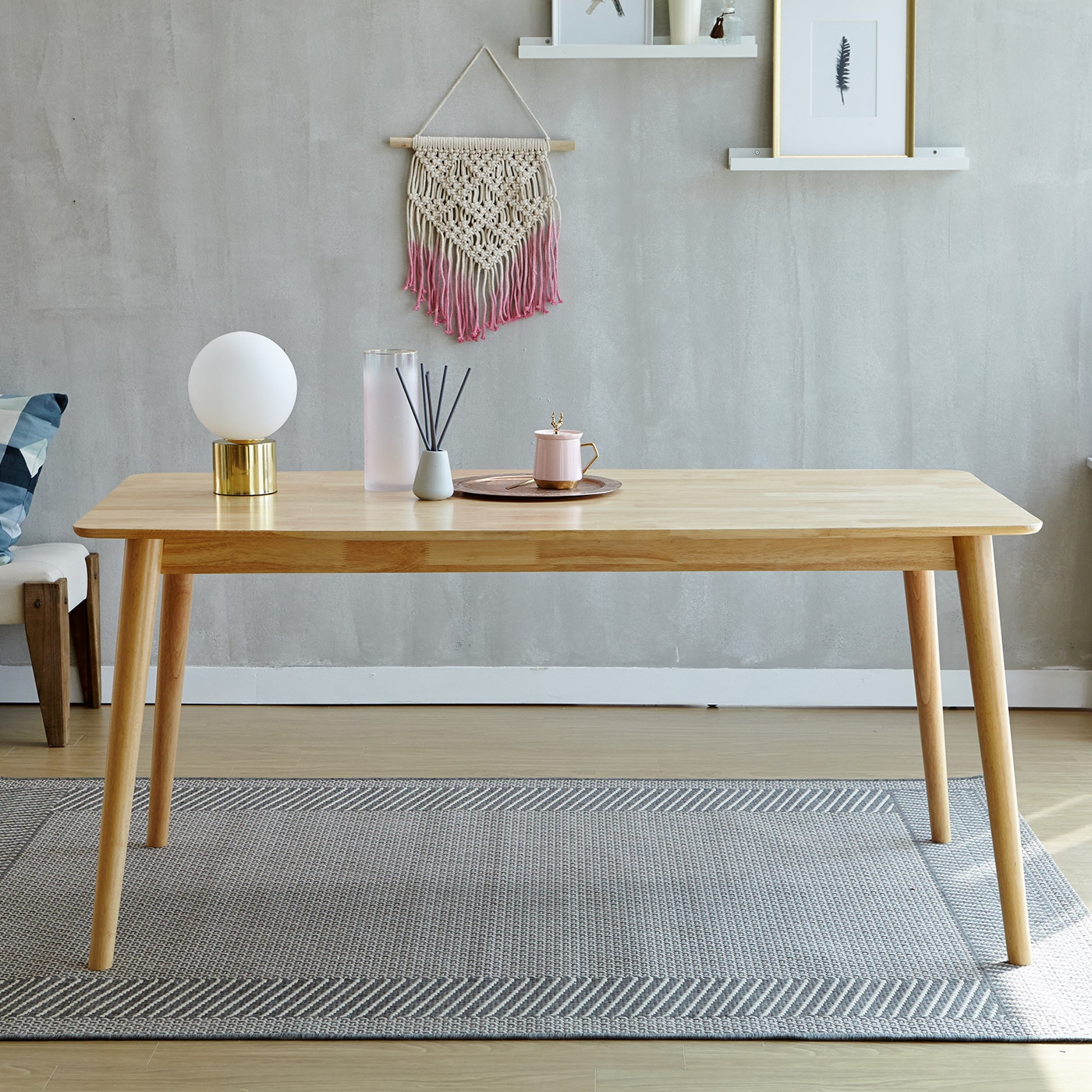 베스트리빙 [오늘의집 단독] 아슬란 100% 원목 6인 식탁 테이블 1500 (의자/벤치 선택) - 1500테이블_내츄럴 (1500x750)