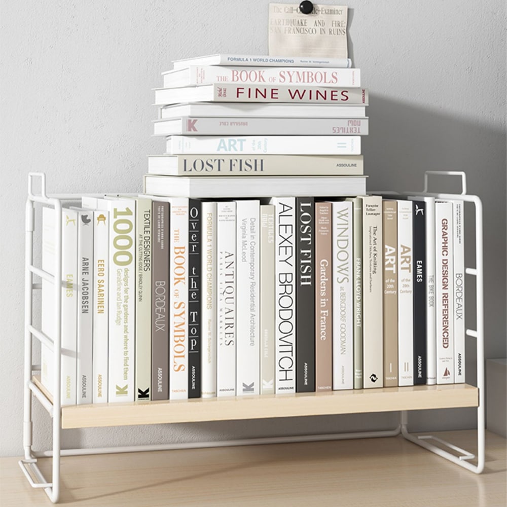 위시플레이스 리빙 높이조절 다용도 접이식 모듈 미니 선반 책상정리 - 화이트 1단 