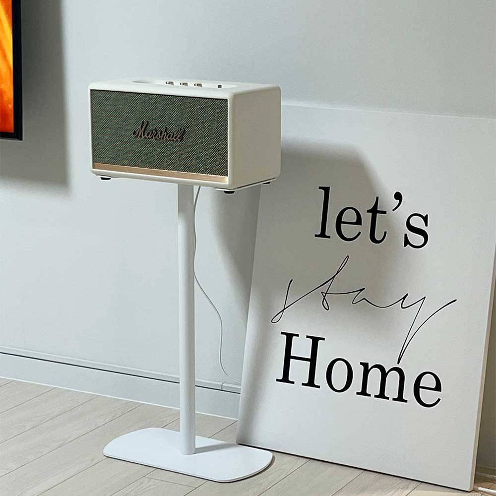 [오늘출발] [신상품] 마블홀릭 마샬 스피커 스탠드 액톤 스탠모어 워번 1 2 3 슬림 사각 라운드형 거치대 받침대 - 스탠모어 스탠드 / 크림_고정식 + 3m 8자 케이블 크림