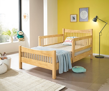 아이마루 루나 원목 슈퍼싱글침대 학생침대 매트리스 포함 2color (브라운,화이트) - 브라운_20cm포켓스프링 매트리스 1장