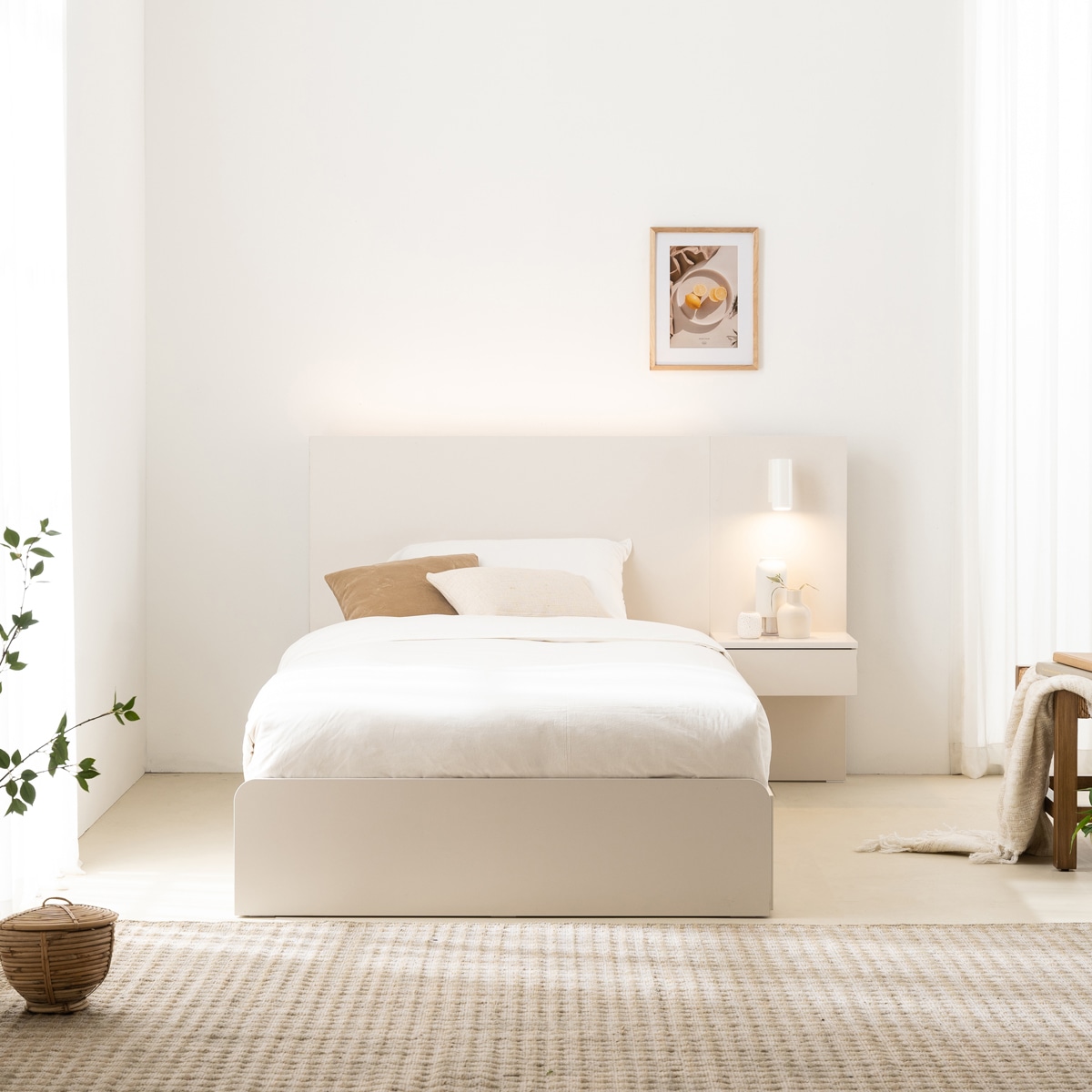 [신상품] 리바트 [단독] 피아프 LED 조명 호텔침대 수납형 SS/Q - 슈퍼싱글_웜 화이트