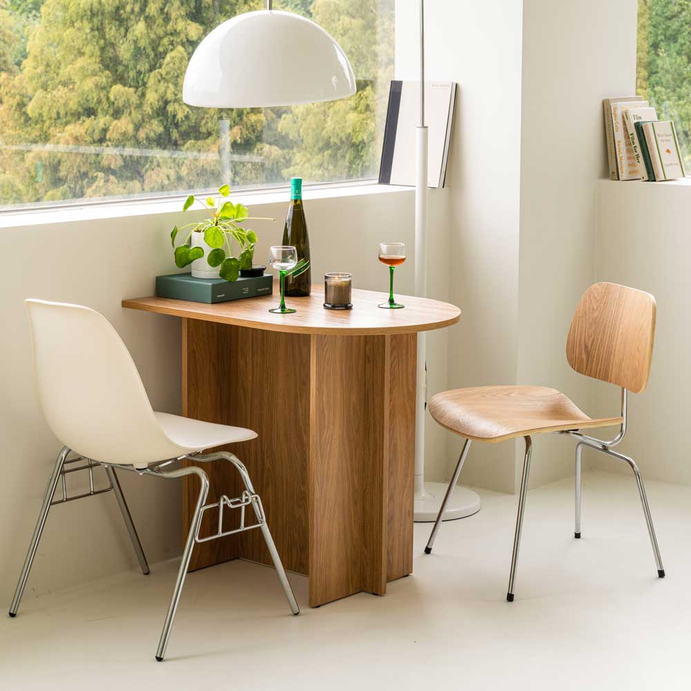 woodray ホームカフェ 半楕円 ダイニングテーブル 80cm［2色
