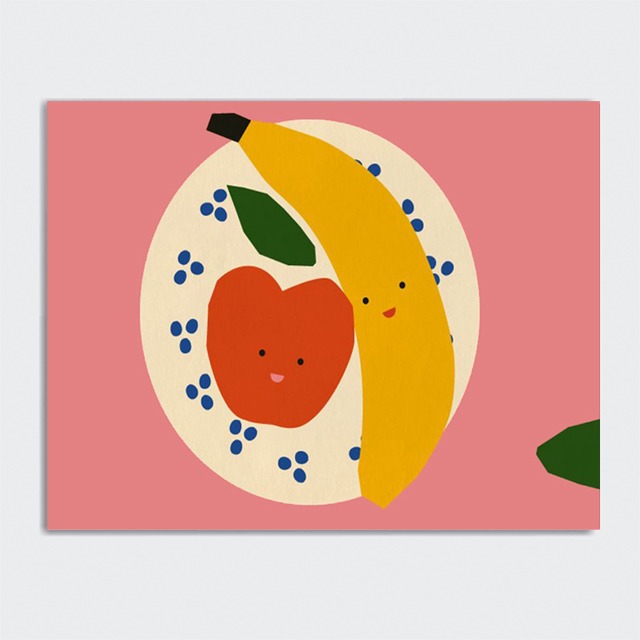 런던드라마 맛있는 주방 과일 식물 그림 캔버스액자 - 1)애플바나나_1호(16x23cm)