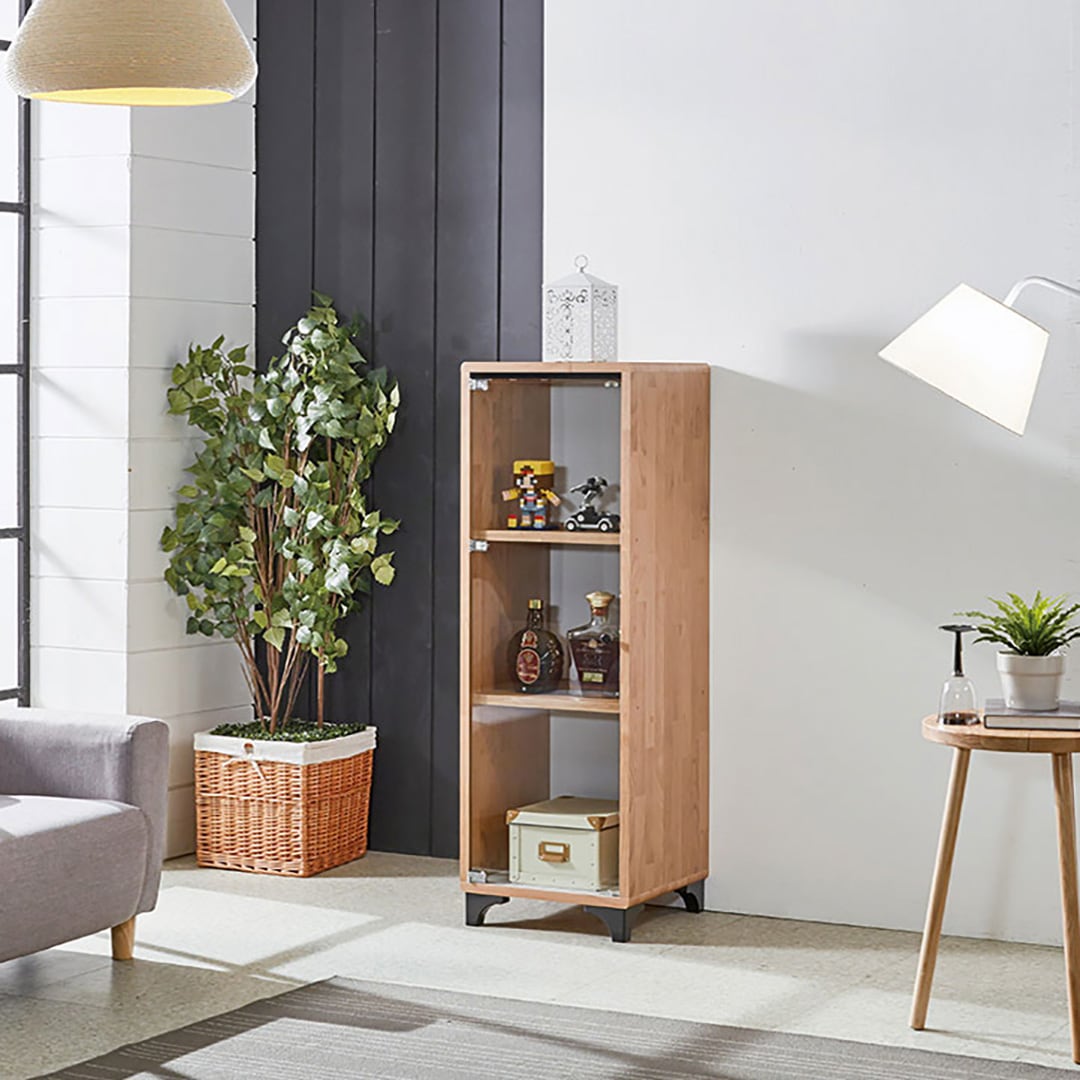 [신상품]퍼닉에스엠 띠아모 유리장식장 - 01_리코 낮은400 유리장식장_오크