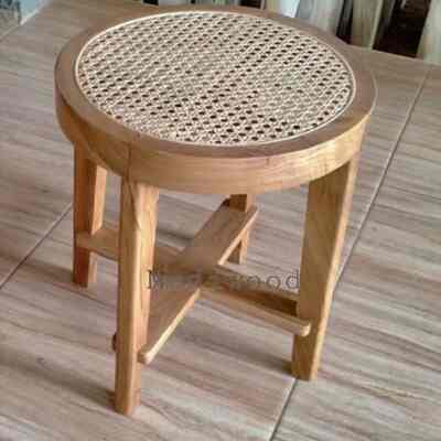 Stool Jati webing rotan