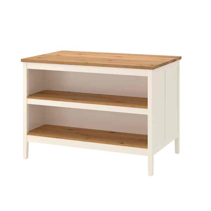 TORNVIKEN Meja tengah dapur, putih pudar/kayu oak, 126x77 cm