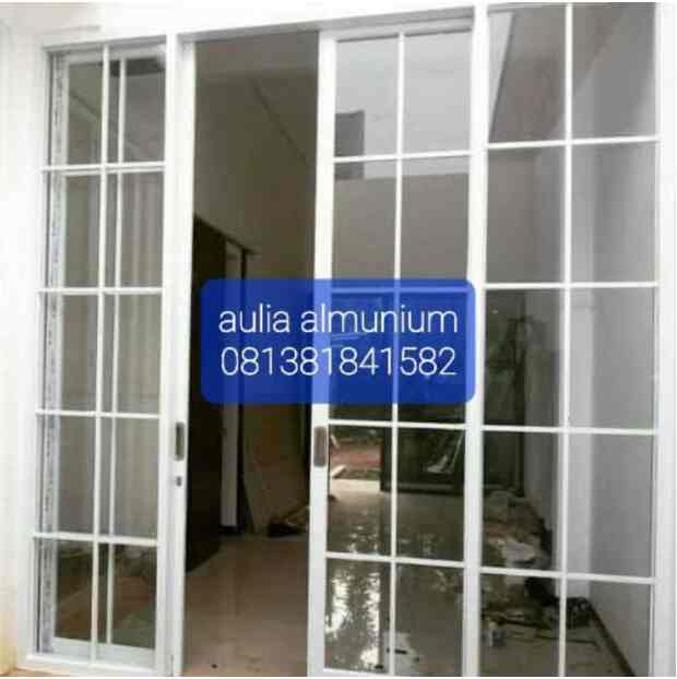 paket pintu sliding + kaca mati Aluminium