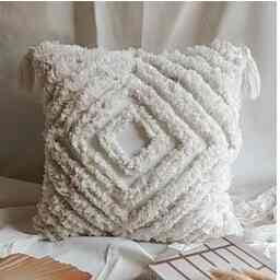 White Textured Boho Cushion Cover