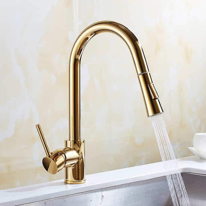 Keran Air Single Handle / Gold / Nikel Warna Silver Untuk Dapur