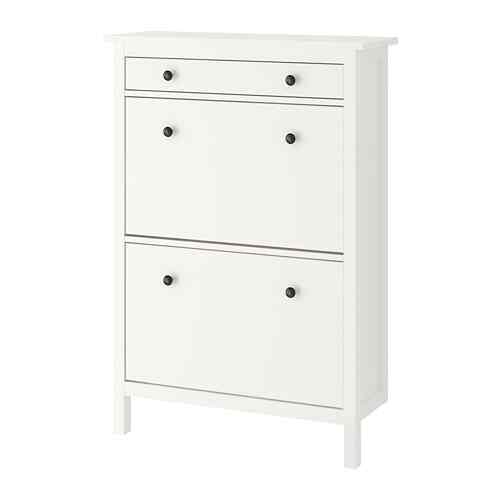 HEMNES Kabinet sepatu dgn 2 kompartemen, putih