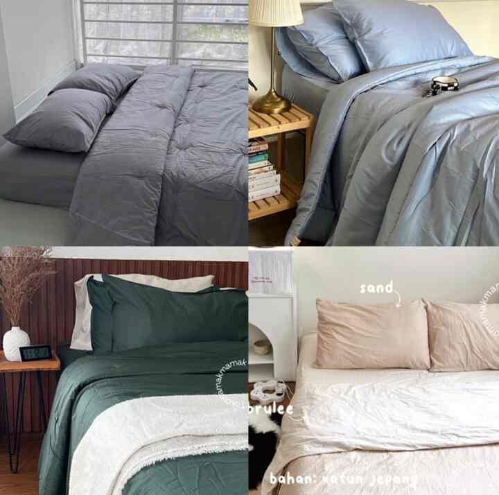 Katun Jepang Polos EONNIE, Sprei Set 160x200