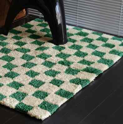 モロッコ チェッカー ラグ 90×130［3色］