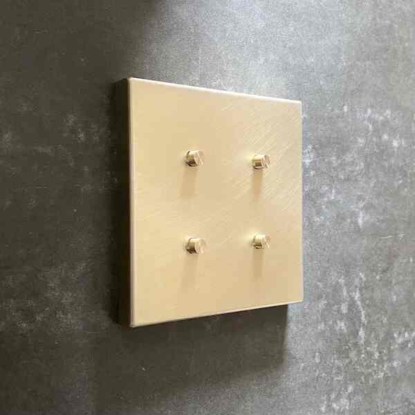 貼るだけスイッチ(adhereswitch) 真鍮 プッシュタイプ 2連