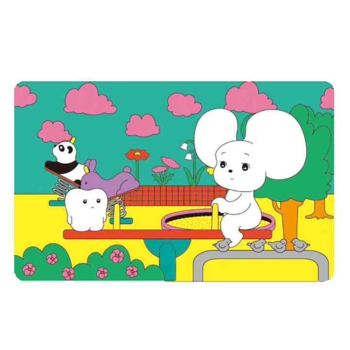 市村ゆりコラボステッカー『公園で遊ぶシラタマ&乳歯ちゃん』