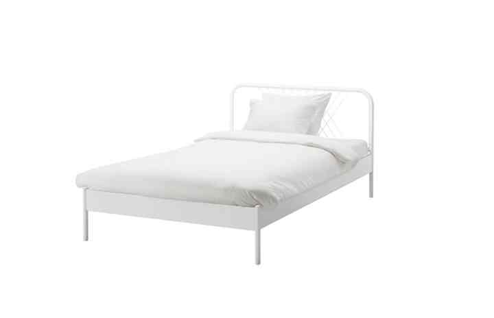NESTTUN Bed frame, white/lönset, 120x200 cm