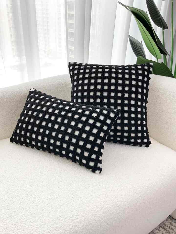 格子縞 タフテッド フィラーなしクッションカバー