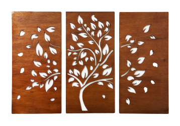 Pajangan Dinding Kayu Daun 1 Set isi 3