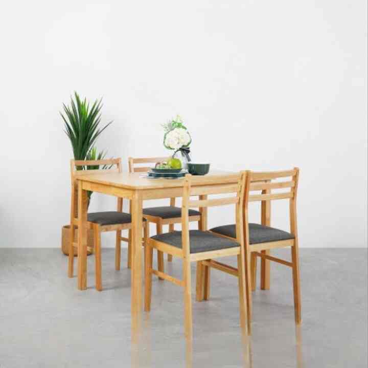 Yericho Set Meja Makan 4 Kursi - Cokelat Muda