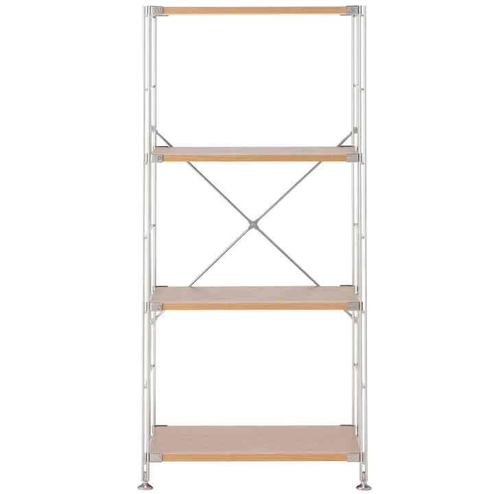 ステンレスユニットシェルフ・オーク材棚セット・中