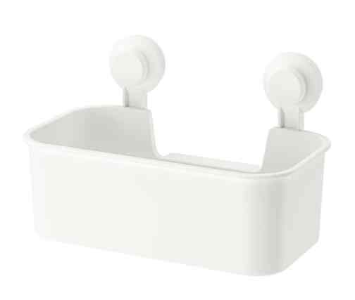 TISKEN - Keranjang dg plastik isap - putih